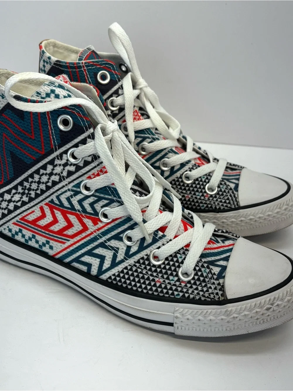 Converse Shoes M 6/W 8 Tribal Chevron Leather Chuck High Top Festival Geometric